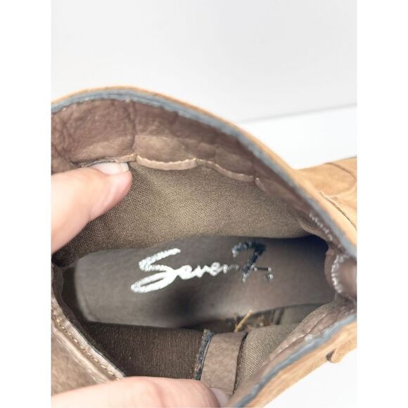 Seven7 Booties Womens Size 6 Tan Bestie Zip Up Block Heel Round Toe Boots - Picture 6 of 8